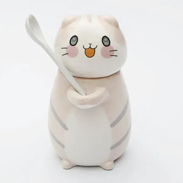 Cute Cat Ceramics Coffee Mug With Spoon