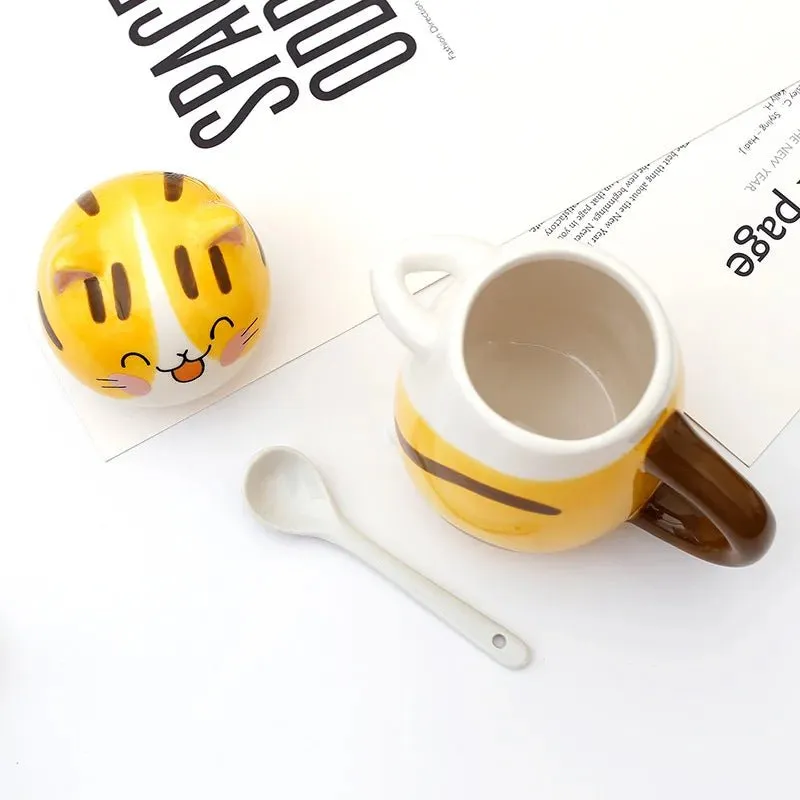 Cute Cat Ceramics Coffee Mug With Spoon