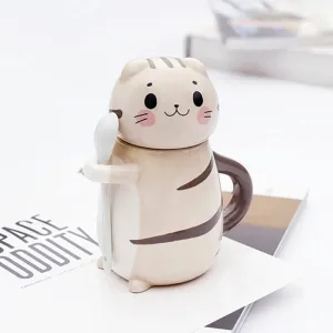 Cute Cat Ceramics Coffee Mug With Spoon