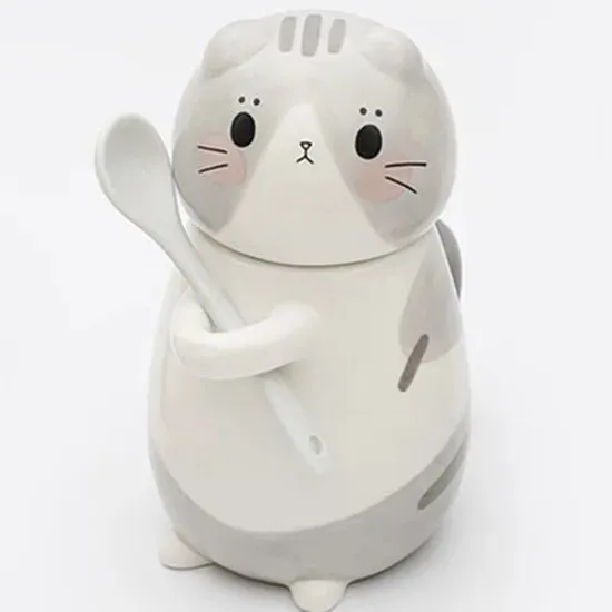 Cute Cat Ceramics Coffee Mug With Spoon