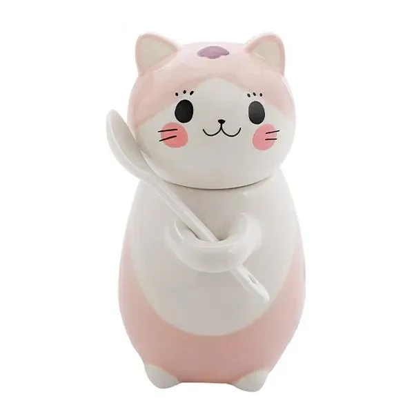 Cute Cat Ceramics Coffee Mug With Spoon