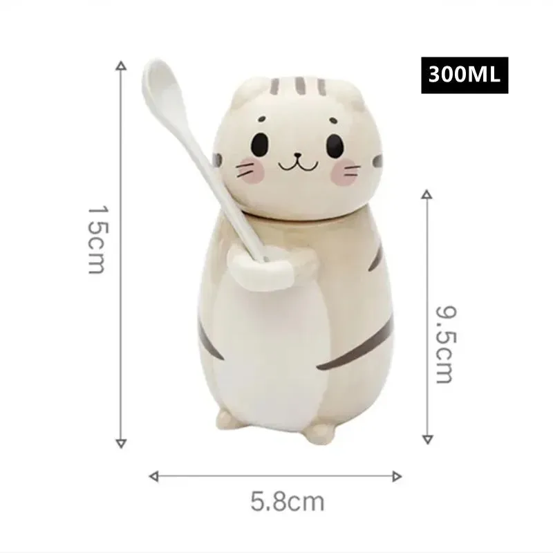 Cute Cat Ceramics Coffee Mug With Spoon