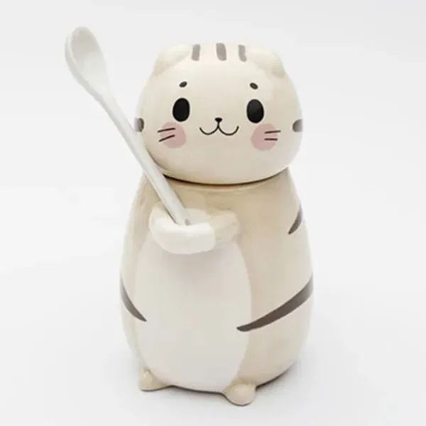 Cute Cat Ceramics Coffee Mug With Spoon