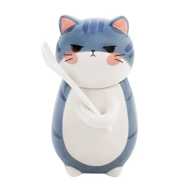 Cute Cat Ceramics Coffee Mug With Spoon