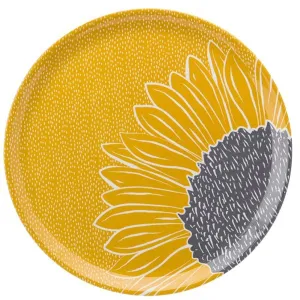 David Mason 36cm Yellow Artisan Flowers Round Tray