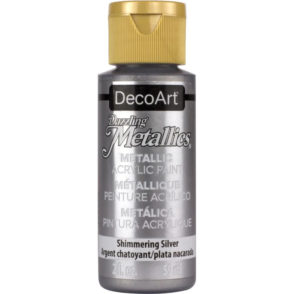 Deco Art - Dazzling Metallics Acrylic Paint 2oz - Shimmer Silver