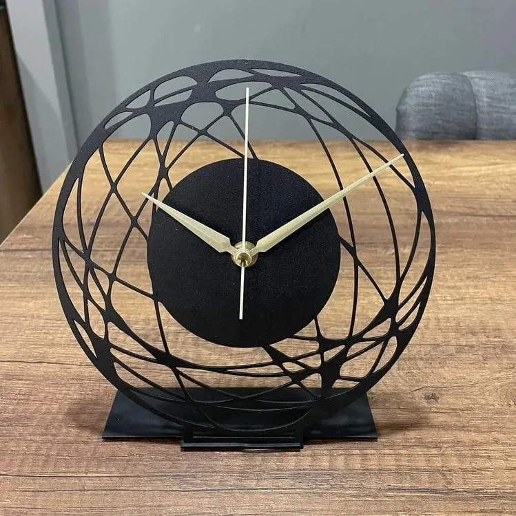 Decorila Metal Tabletop Desk Clock, Office Clock Decor, Above Desktop Clock, Office Gift,Business Gift Idea,Silent Metal Desk Clock,Shelf Clock Decor