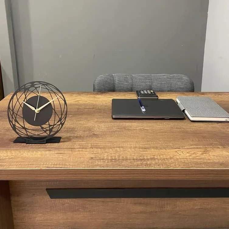 Decorila Metal Tabletop Desk Clock, Office Clock Decor, Above Desktop Clock, Office Gift,Business Gift Idea,Silent Metal Desk Clock,Shelf Clock Decor