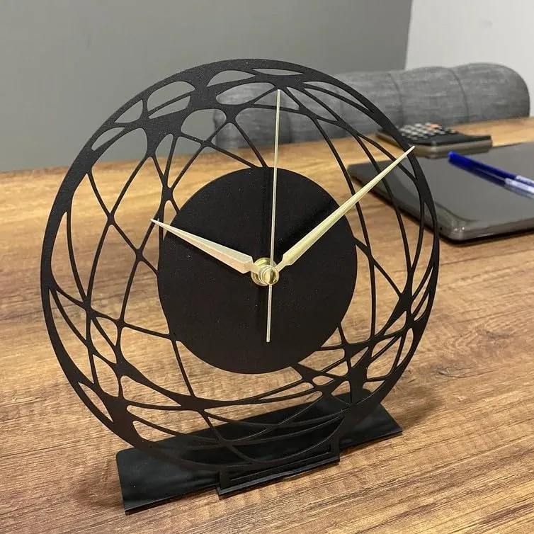 Decorila Metal Tabletop Desk Clock, Office Clock Decor, Above Desktop Clock, Office Gift,Business Gift Idea,Silent Metal Desk Clock,Shelf Clock Decor