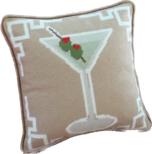 Dirty Martini Needlepoint Pillow