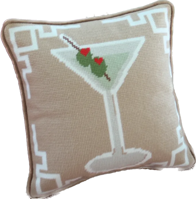 Dirty Martini Needlepoint Pillow