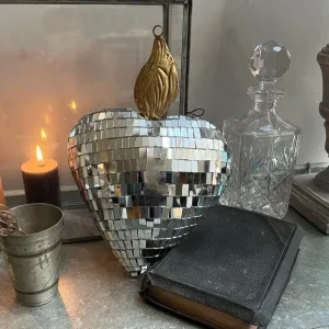Disco Ball Faceted Mirror Heart Ornament - Large - Boncoeurs