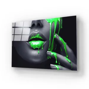 Dripping Neon Paint Glass Wall Art