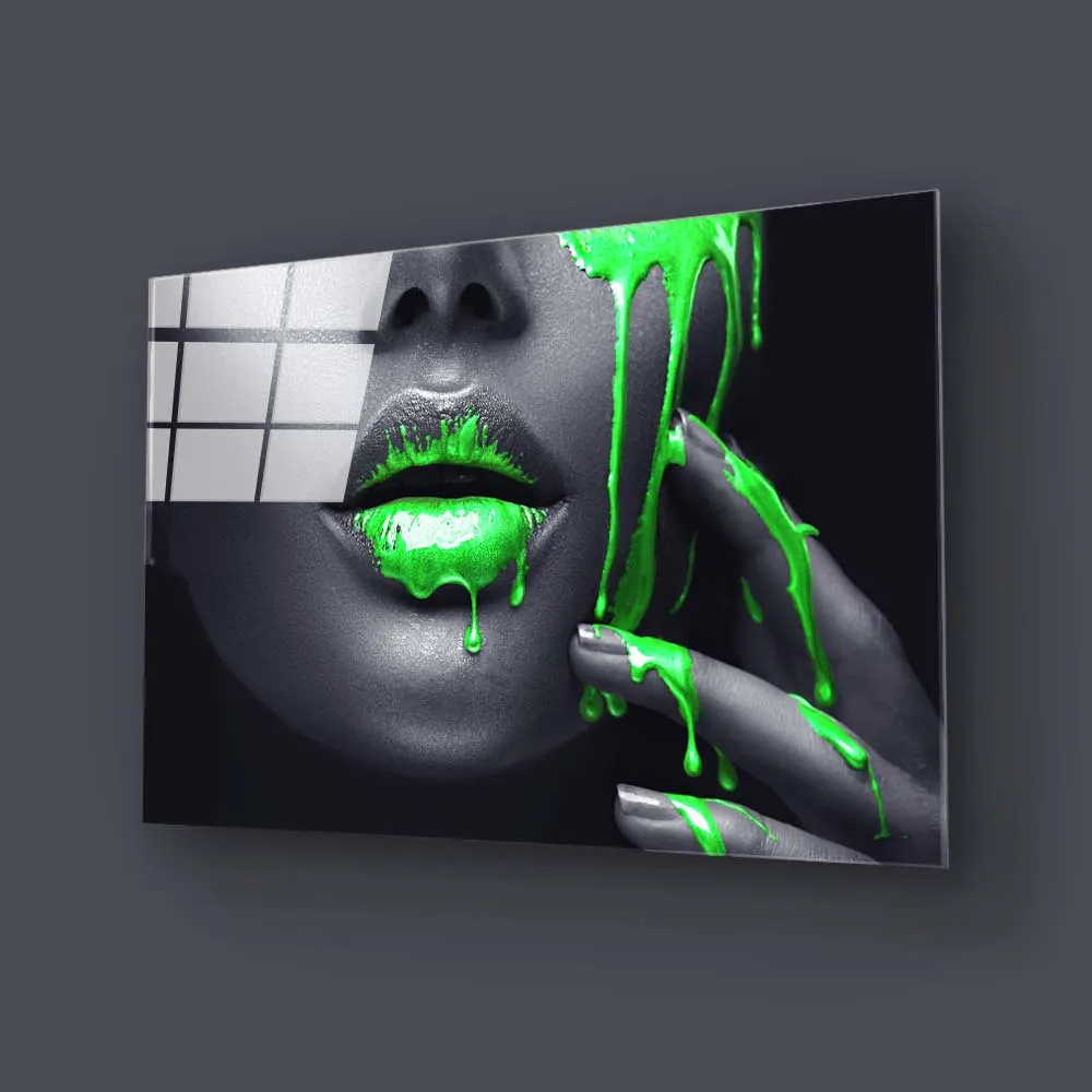 Dripping Neon Paint Glass Wall Art