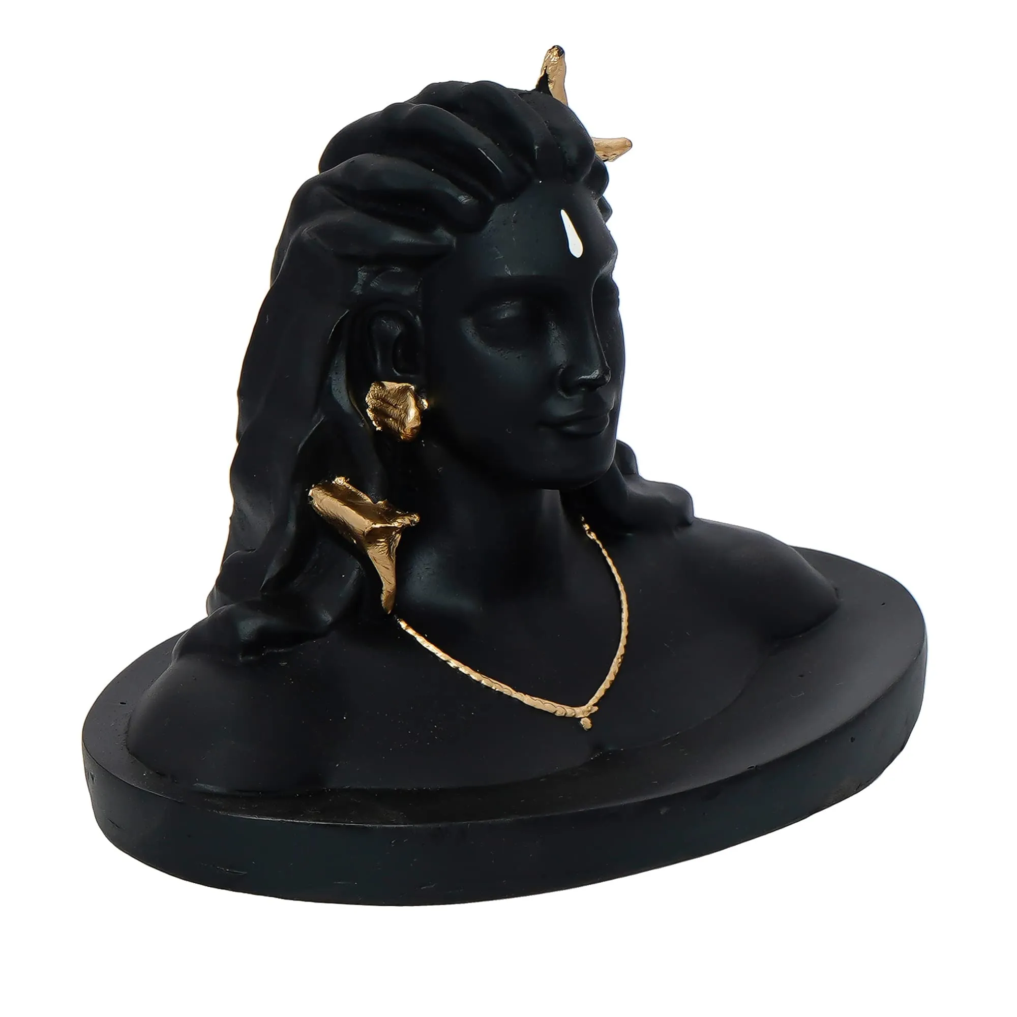 eCraftIndia Black Resin Handcrafted Adiyogi Shiva Statue for Car Dashboard- Lord Shiva Idol for Home- Shiv Murti- Adiyogi Mahadev Statue- Gift for Diwali Maha Shivratri Housewarming - Diwali Gift Item