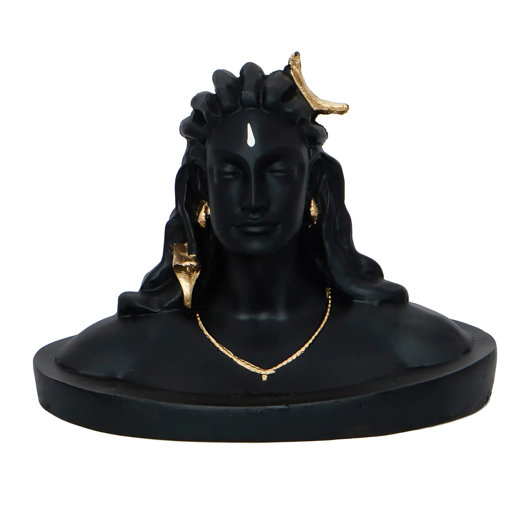 eCraftIndia Black Resin Handcrafted Adiyogi Shiva Statue for Car Dashboard- Lord Shiva Idol for Home- Shiv Murti- Adiyogi Mahadev Statue- Gift for Diwali Maha Shivratri Housewarming - Diwali Gift Item
