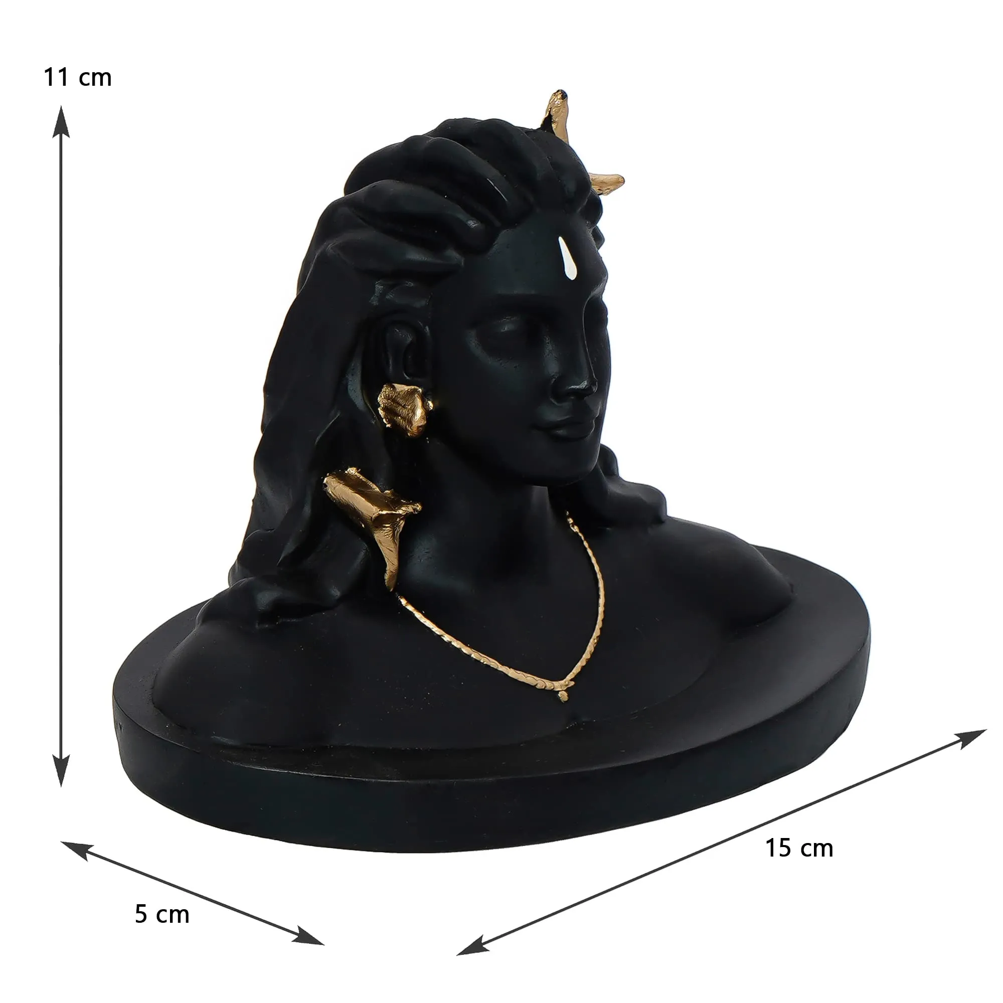 eCraftIndia Black Resin Handcrafted Adiyogi Shiva Statue for Car Dashboard- Lord Shiva Idol for Home- Shiv Murti- Adiyogi Mahadev Statue- Gift for Diwali Maha Shivratri Housewarming - Diwali Gift Item