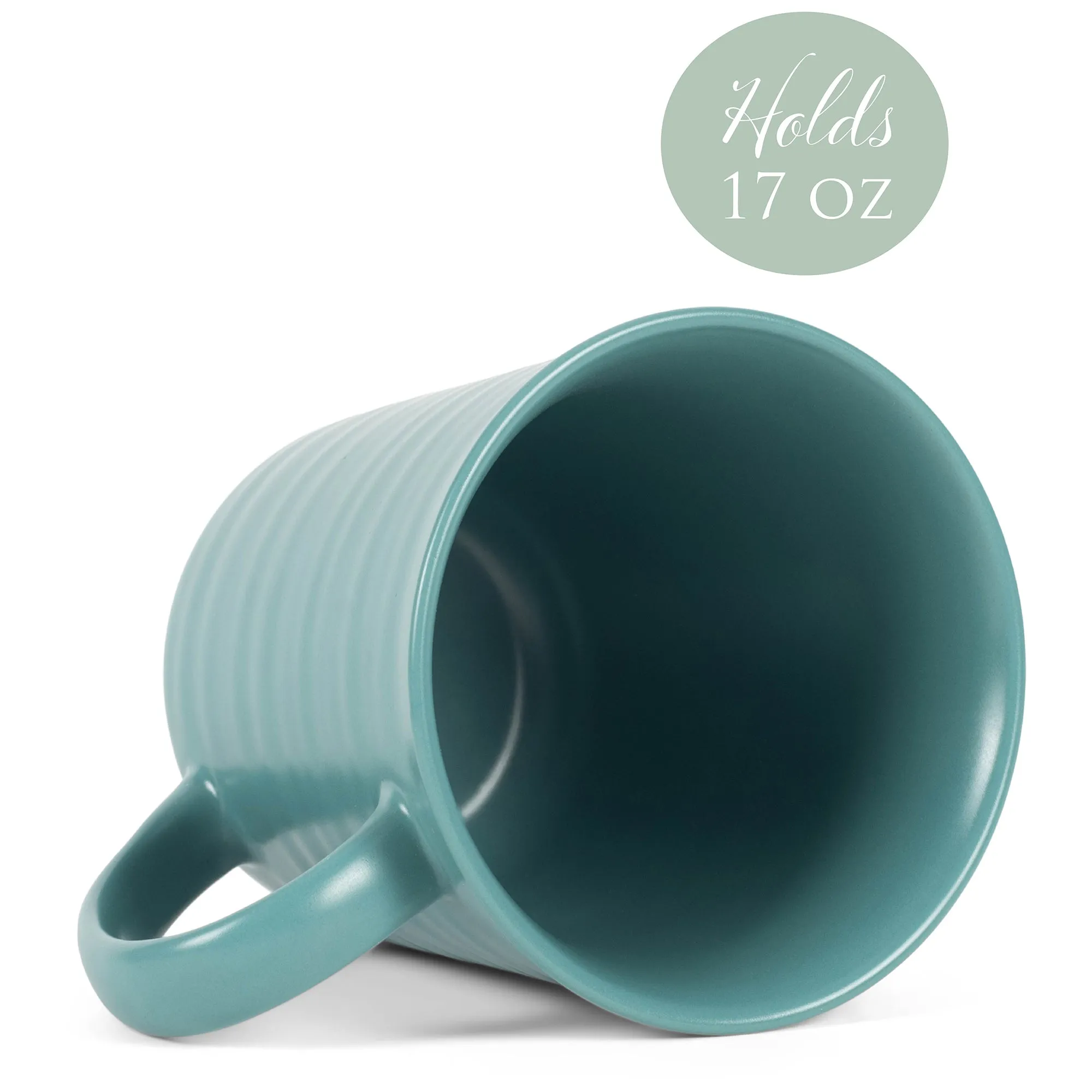 Elanze Designs Turquoise Matte Glaze Finish 17 ounce Stoneware Coffee Cup Mugs Set of 4