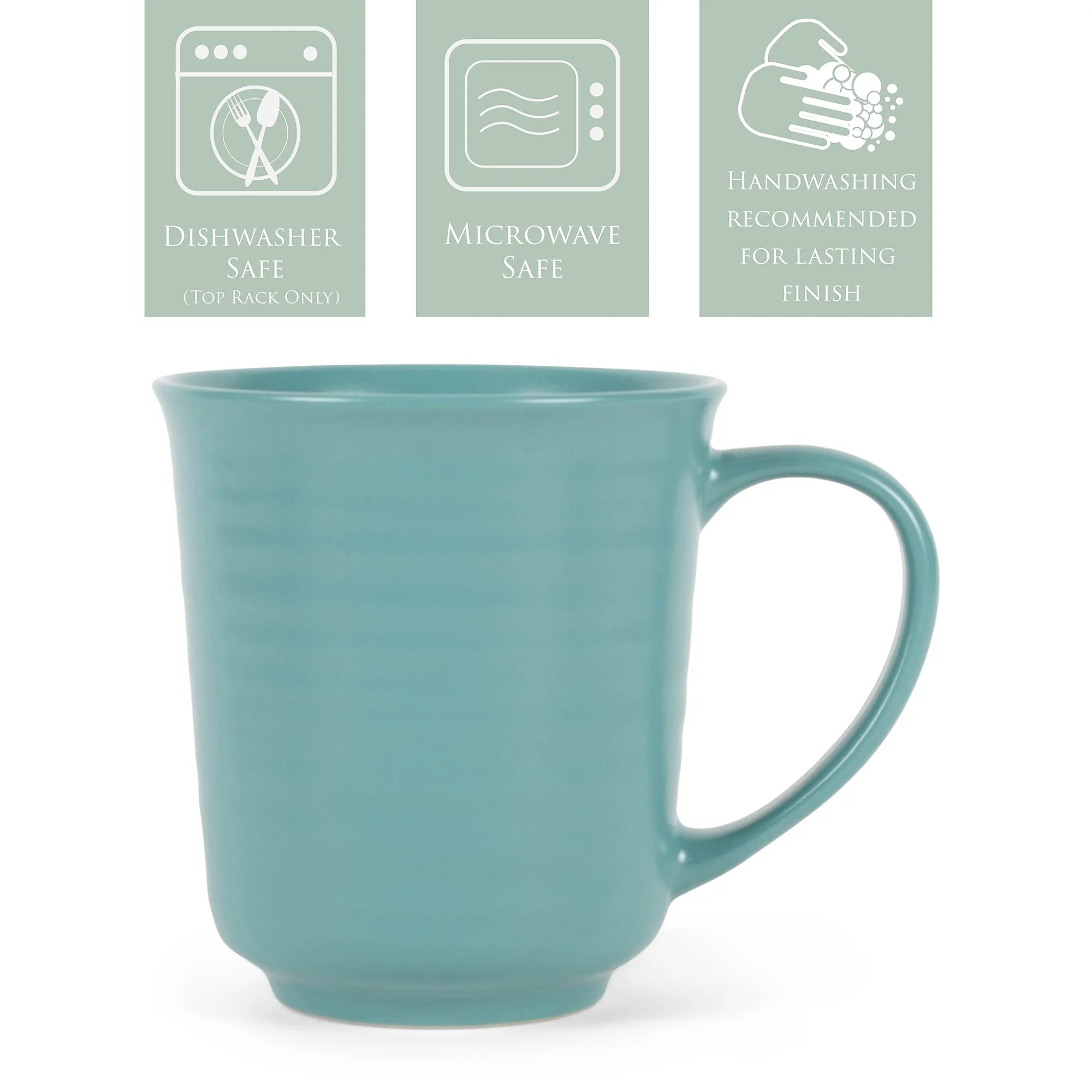 Elanze Designs Turquoise Matte Glaze Finish 17 ounce Stoneware Coffee Cup Mugs Set of 4