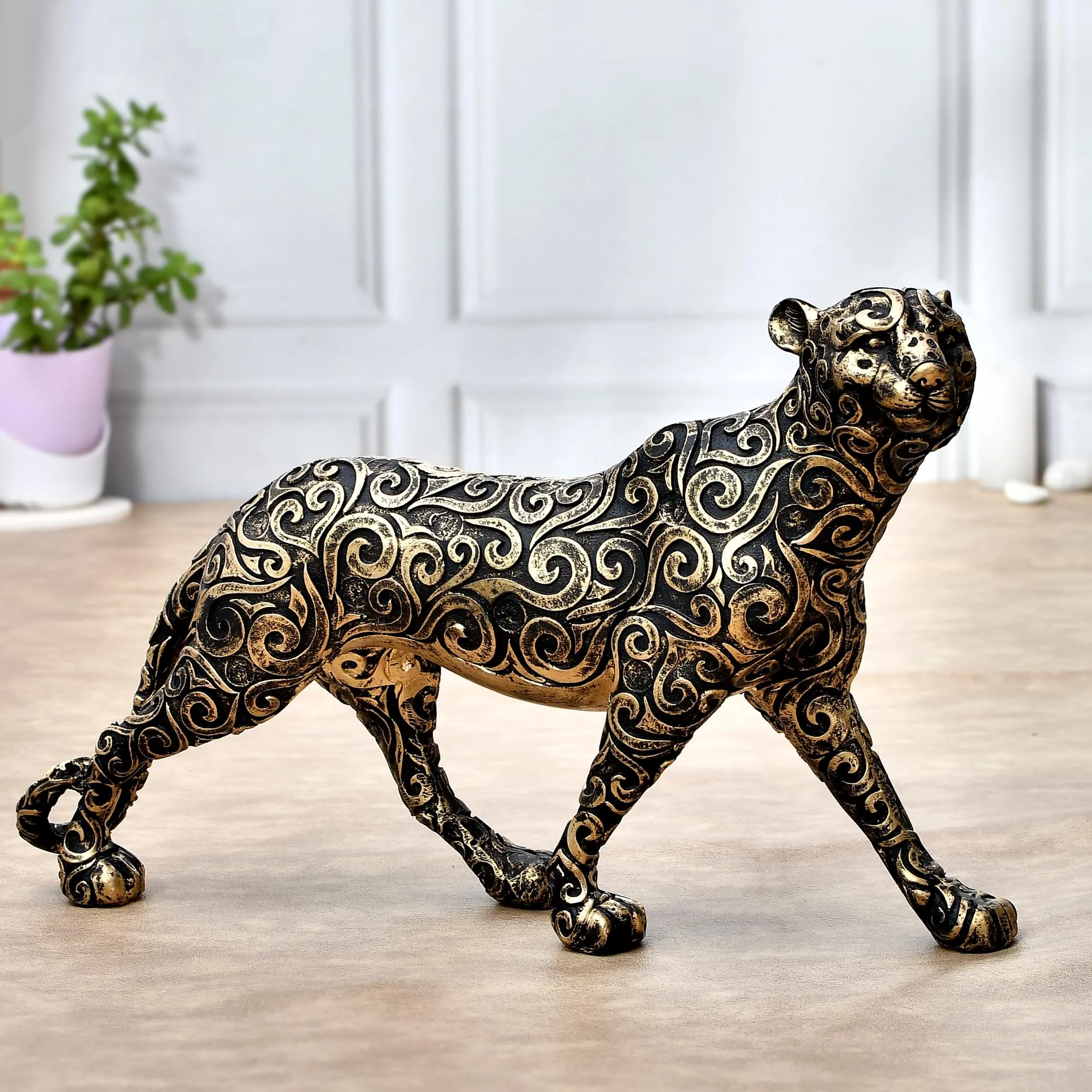Elara Craft Panther Animal Showpiece Antique Design Sculpture for Home Dcor,Showpiece for Living Room Table Dcor (36X24 CM) GALEXY-STACHU-02