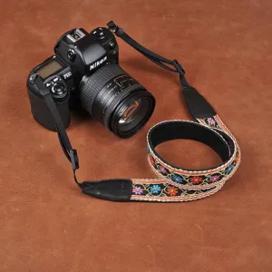Embroidered Style Retro Strap  Handmade Leather Camera Strap 8417