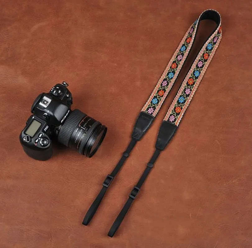 Embroidered Style Retro Strap  Handmade Leather Camera Strap 8417