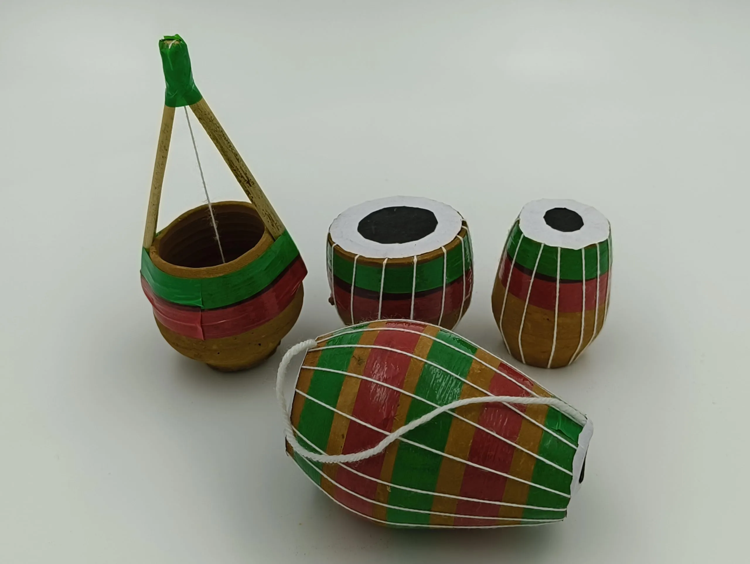 FernHaus Handcrafted Terracotta Clay Musical Instrument Showpiece Set| TV Unit Decorative Items| Showpiece for Home Decor|Ideal for TV Unit, Showcases, Corner Shelves and Gifting