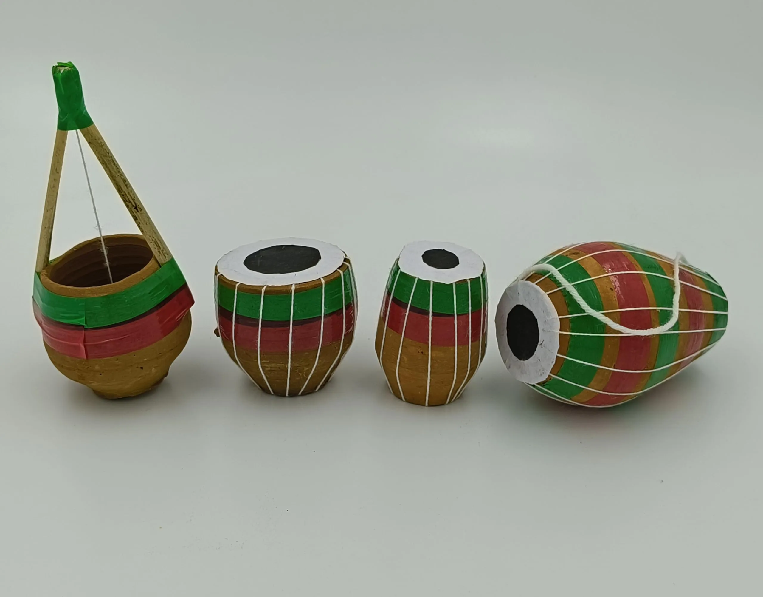 FernHaus Handcrafted Terracotta Clay Musical Instrument Showpiece Set| TV Unit Decorative Items| Showpiece for Home Decor|Ideal for TV Unit, Showcases, Corner Shelves and Gifting