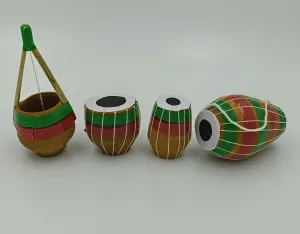 FernHaus Handcrafted Terracotta Clay Musical Instrument Showpiece Set| TV Unit Decorative Items| Showpiece for Home Decor|Ideal for TV Unit, Showcases, Corner Shelves and Gifting