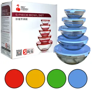 Glass Food Storage Bowl Set 5 pc