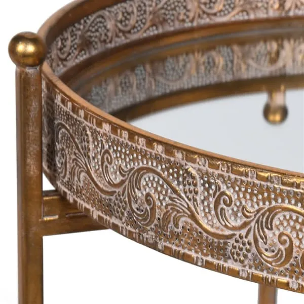 Gold Side Table 2 Trays 63 cm