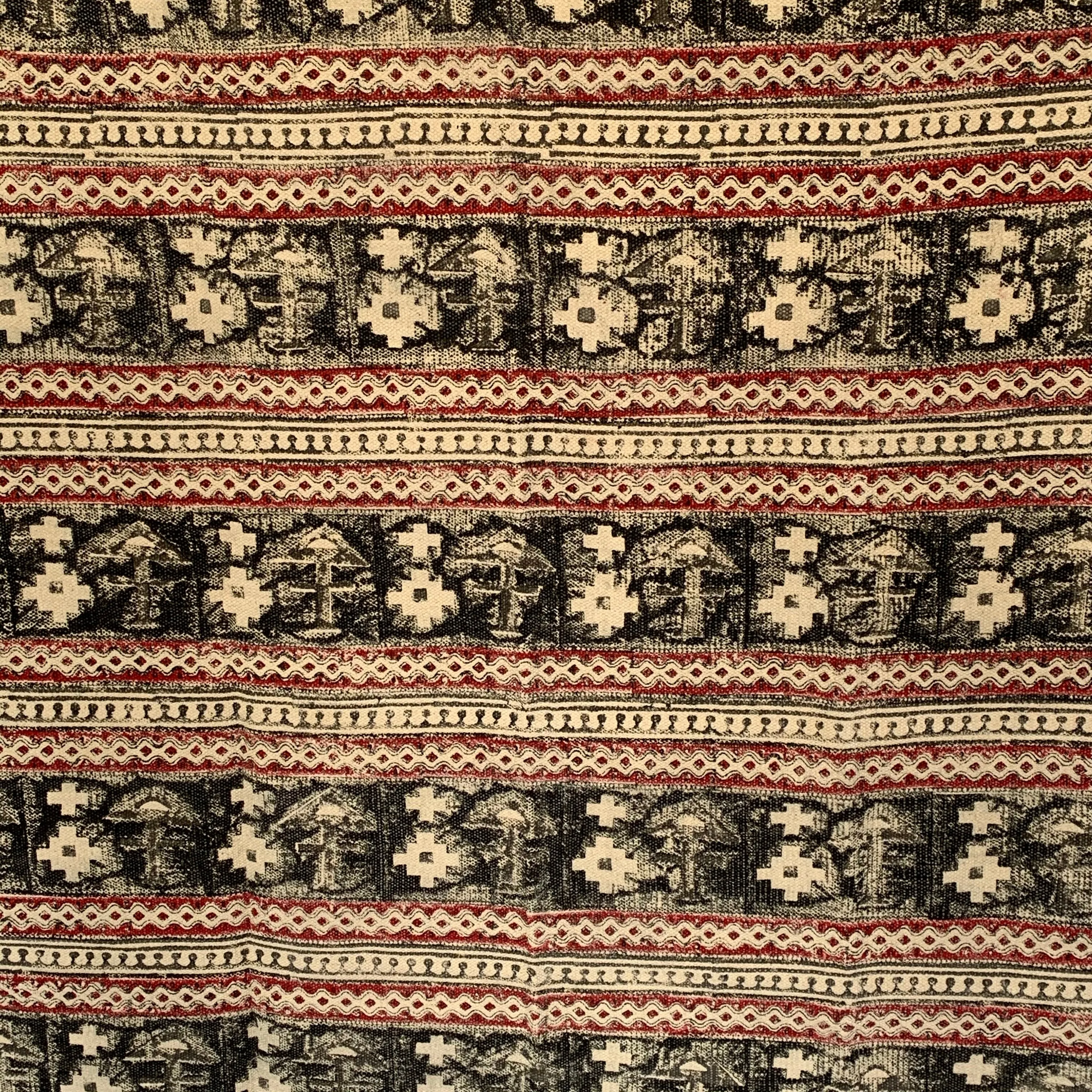 Handmade Beautiful Black Holy Block Print Cotton Dari Carpet