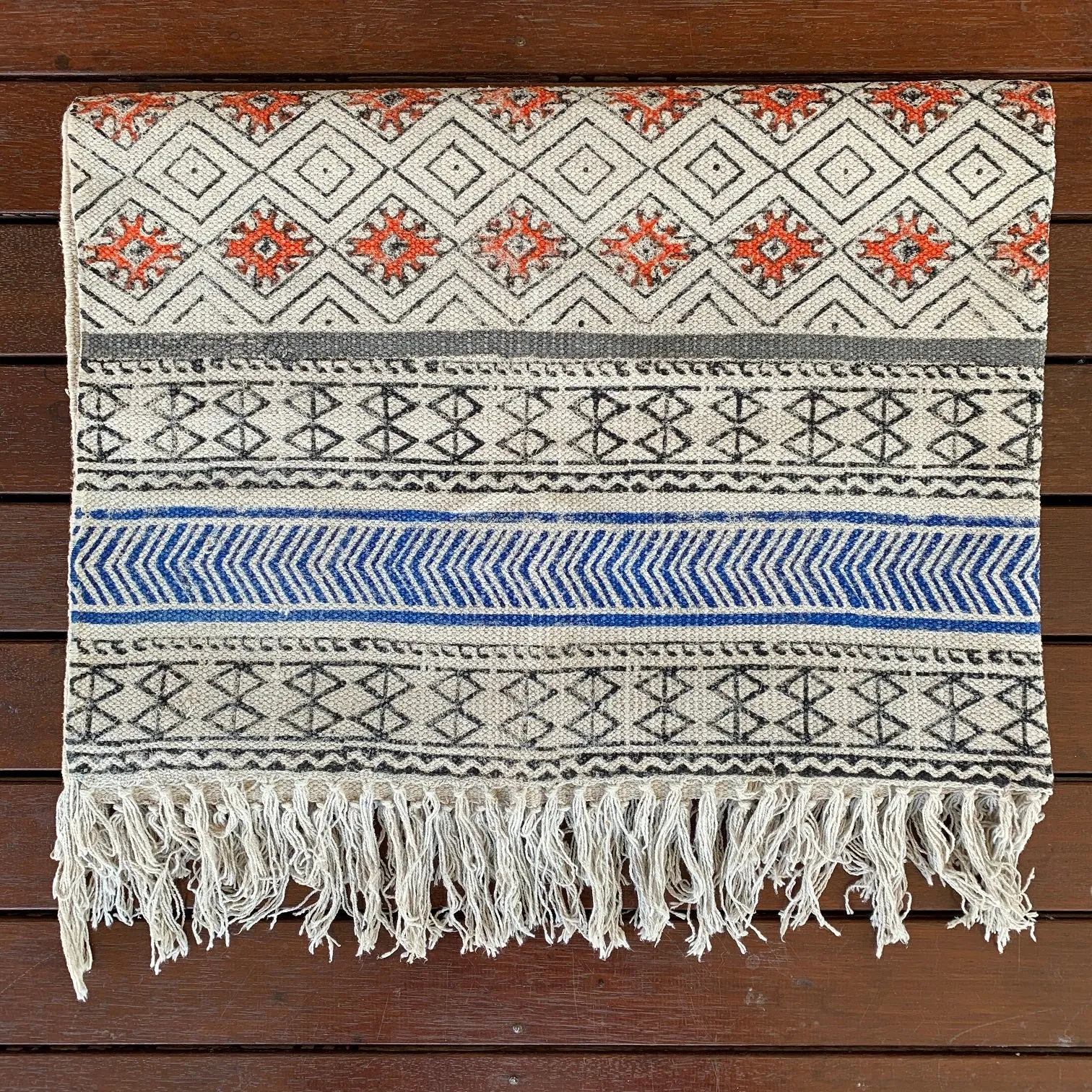 Handmade Beautiful Block Print Dari Cotton Carpet Passion