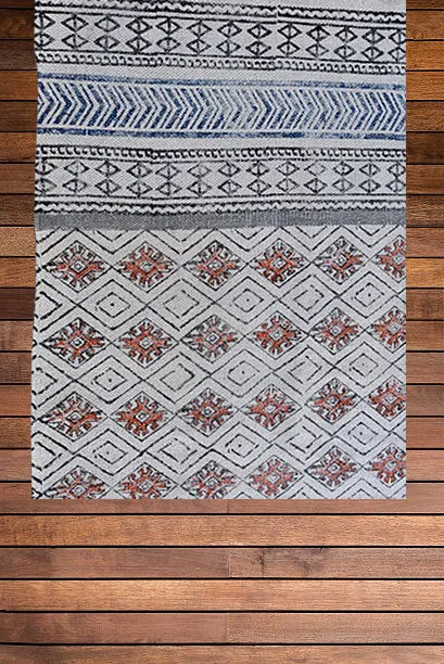 Handmade Beautiful Block Print Dari Cotton Carpet Passion