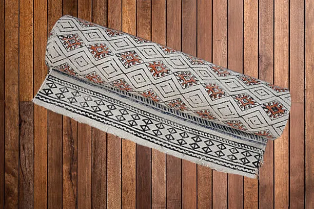 Handmade Beautiful Block Print Dari Cotton Carpet Passion