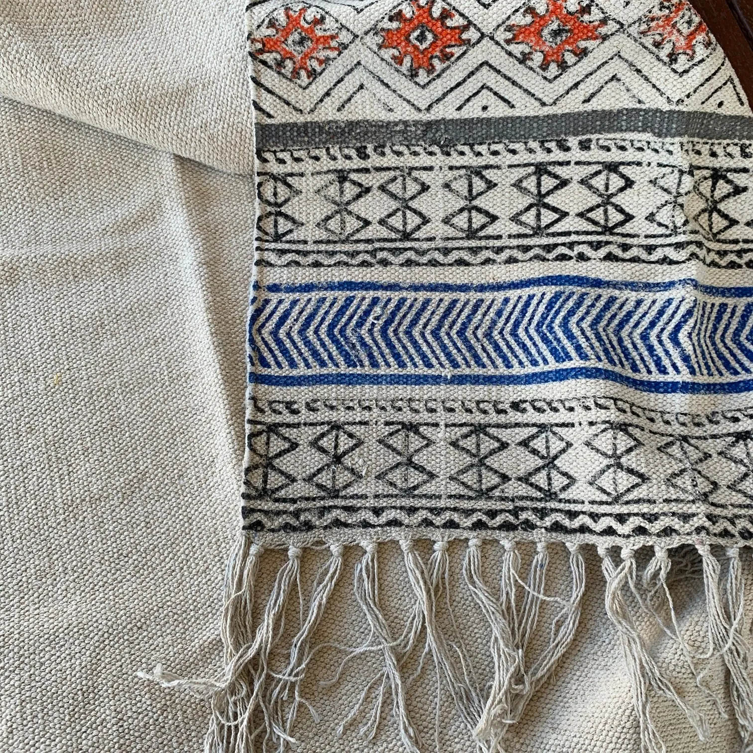 Handmade Beautiful Block Print Dari Cotton Carpet Passion