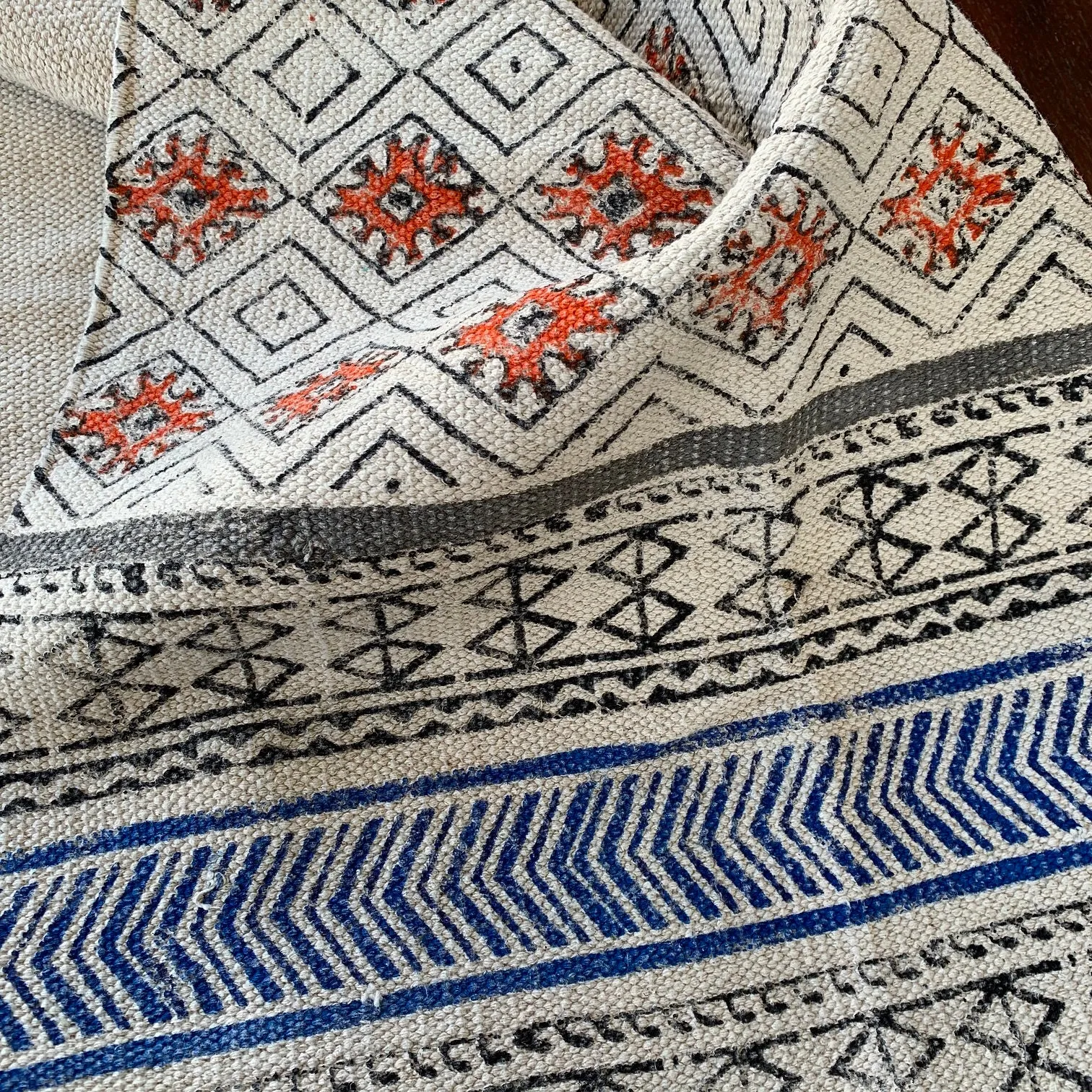 Handmade Beautiful Block Print Dari Cotton Carpet Passion