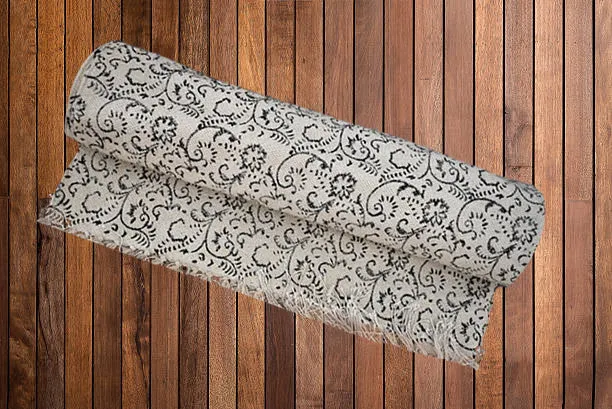 Handmade Beautiful French Block Print Cotton Dari Carpet