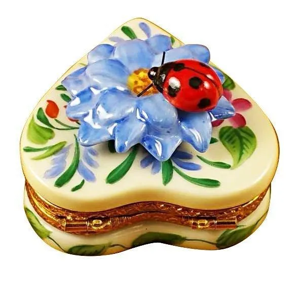 Heart Blue Flower w Ladybug