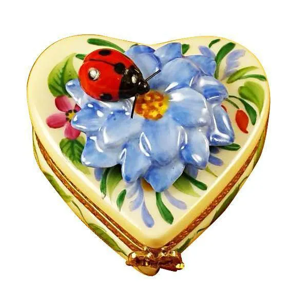 Heart Blue Flower w Ladybug