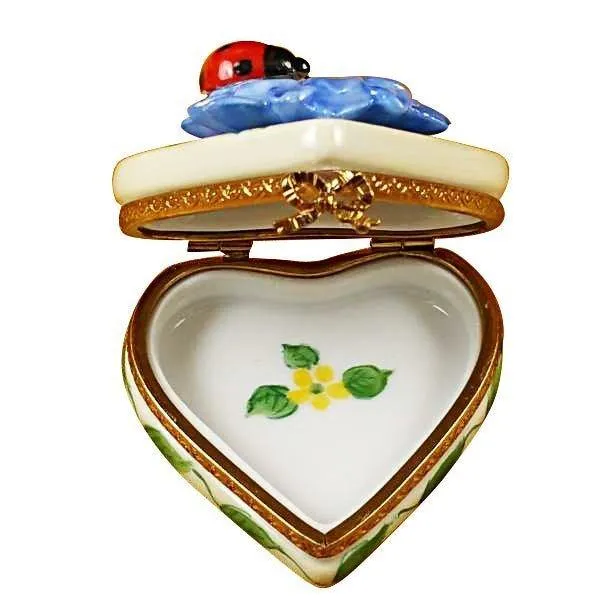 Heart Blue Flower w Ladybug
