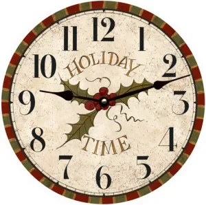 Holiday Wall Clock-Christmas Clock- Mistletoe Clock