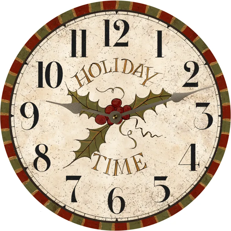 Holiday Wall Clock-Christmas Clock- Mistletoe Clock