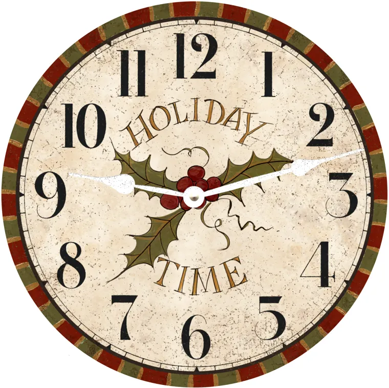 Holiday Wall Clock-Christmas Clock- Mistletoe Clock