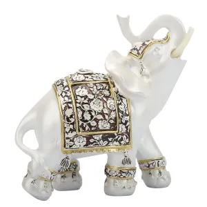 Hztyyier 6.7inch Elephant Statue with White Color Vintage Style Lucky Elephant Ornament for Home Office Decoration Collection Gift