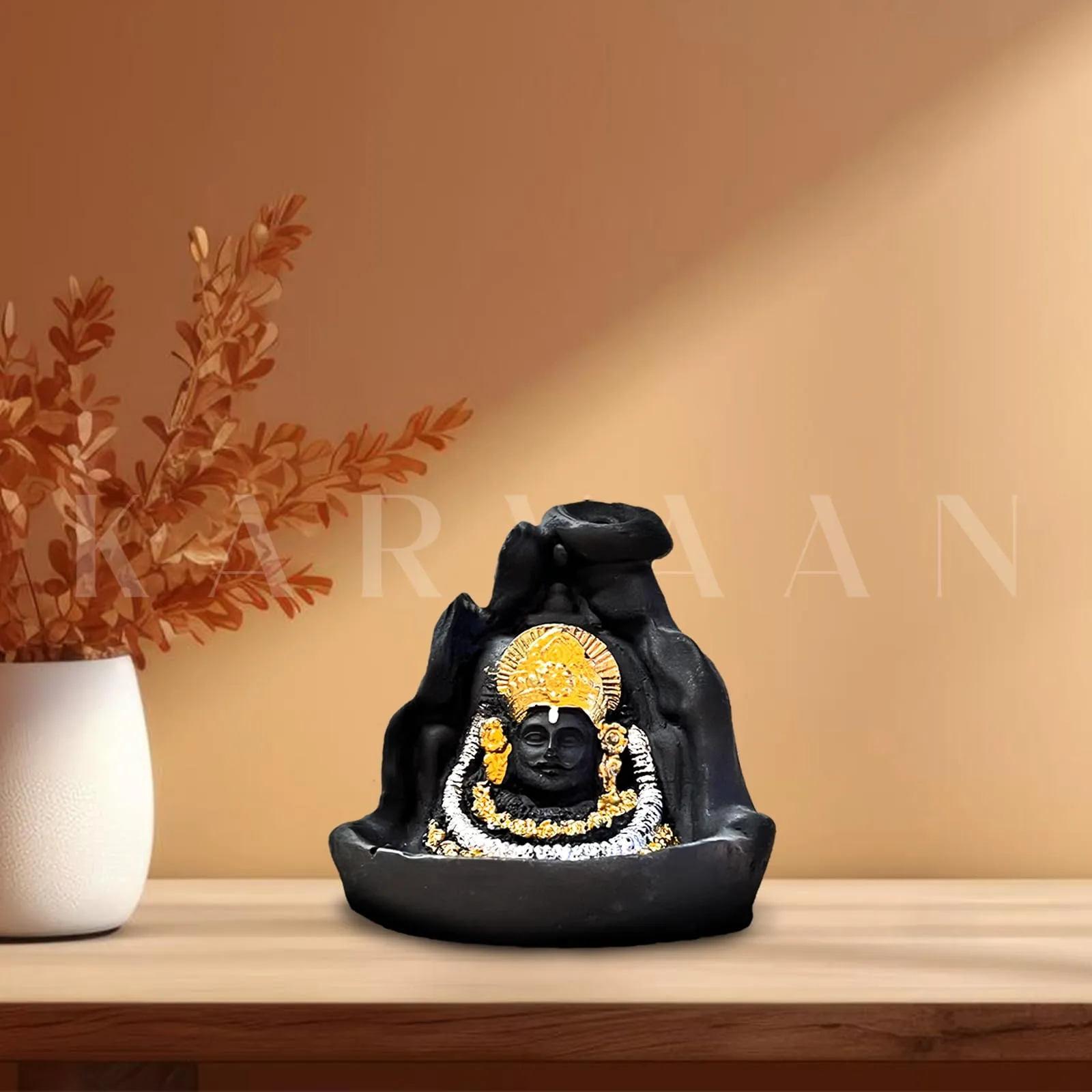 Karvaan Khatu Shyam Ji Idol for Pooja & Gift | Handcrafted Resin Black Shyam Ji Idol for Home Decor | Ideal for Temples & Ceremonies | Lord Shyam Figurine | Religious Gift for Devotees (Khatu Shyam)