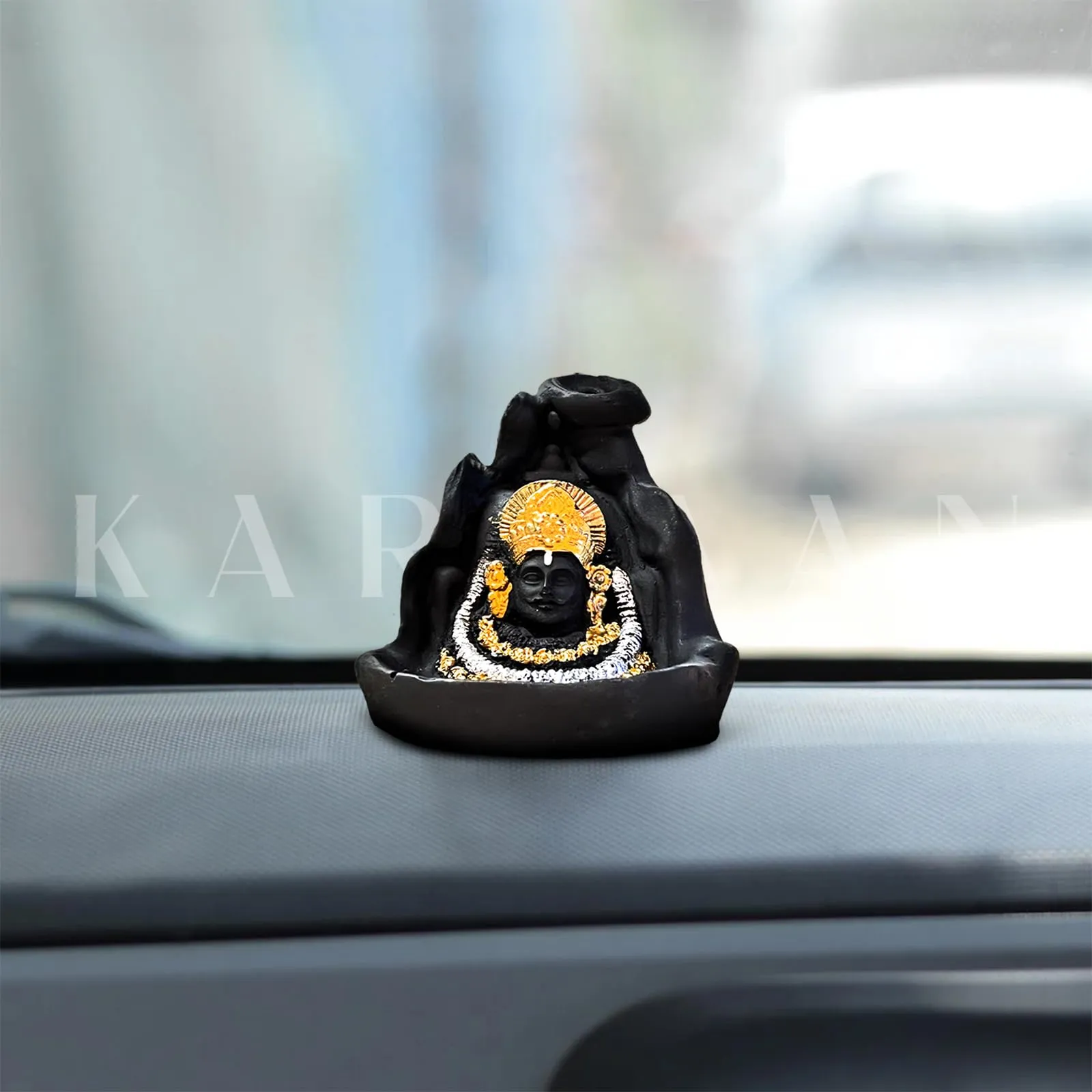Karvaan Khatu Shyam Ji Idol for Pooja & Gift | Handcrafted Resin Black Shyam Ji Idol for Home Decor | Ideal for Temples & Ceremonies | Lord Shyam Figurine | Religious Gift for Devotees (Khatu Shyam)