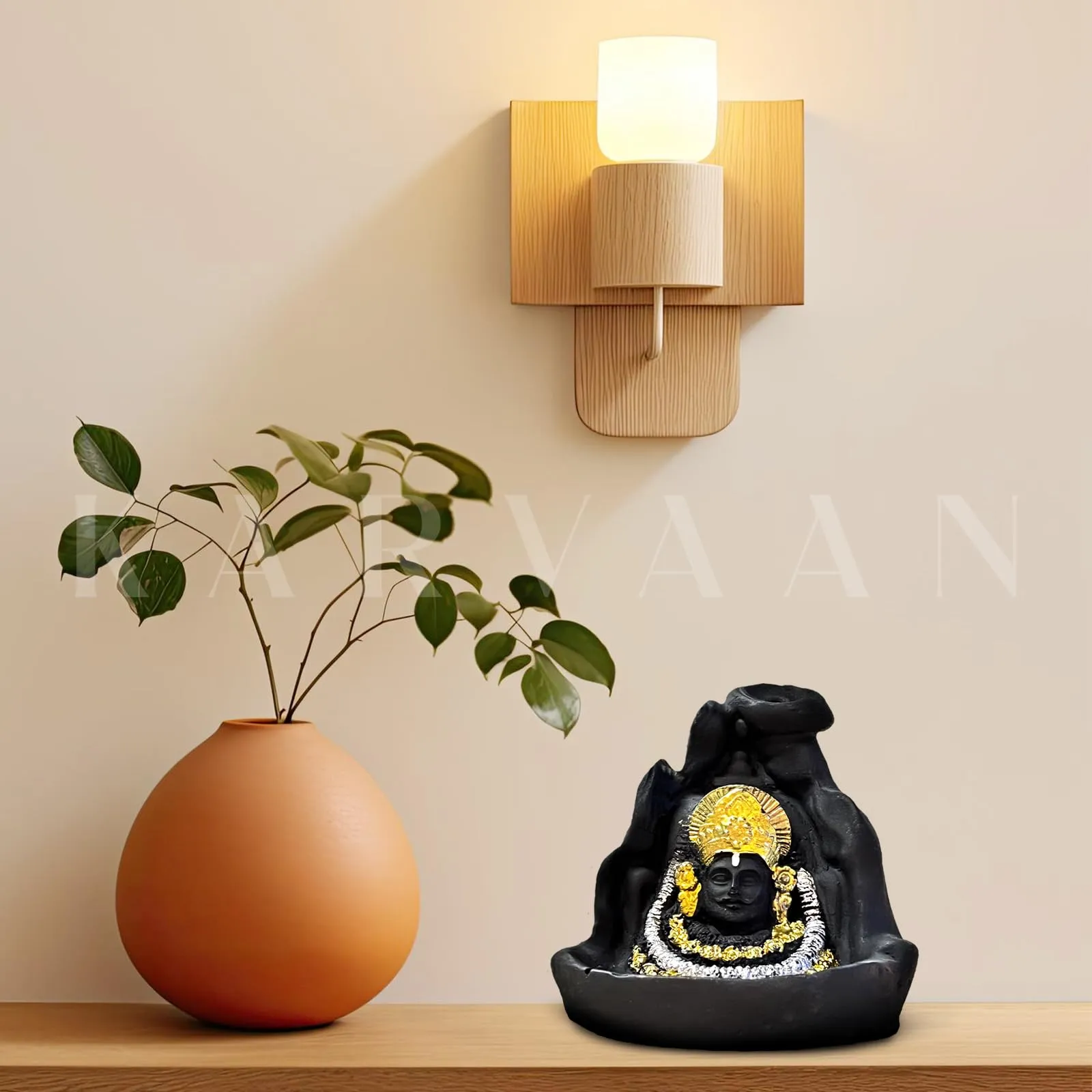 Karvaan Khatu Shyam Ji Idol for Pooja & Gift | Handcrafted Resin Black Shyam Ji Idol for Home Decor | Ideal for Temples & Ceremonies | Lord Shyam Figurine | Religious Gift for Devotees (Khatu Shyam)