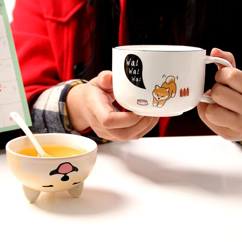Kawaii Ceramic Pet Mug with Cover and Spoon