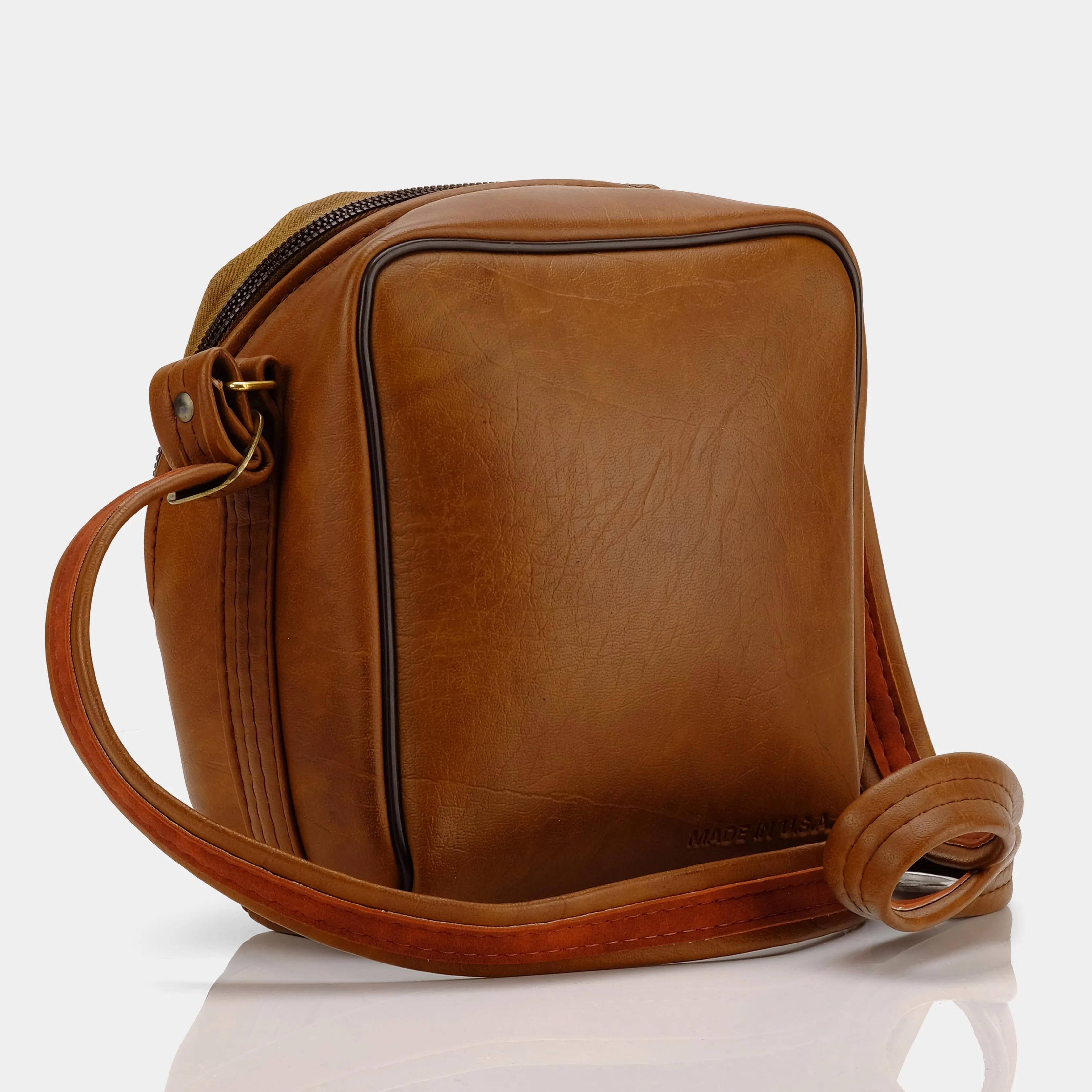 Kodak Brown Leather Camera Bag with Rainbow Logo
